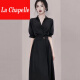拉夏贝尔（La Chapelle）轻奢女装连衣裙女新款2022夏季通勤职业气质感衬衫裙女装赫本 黑色 L