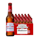 百威Budweiser 啤酒小红瓶拉格 黄啤 经典醇正精酿啤酒瓶装整箱装 百威啤酒 330mL 24瓶 整箱装