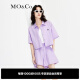 MO&Co.金属LOGO纯棉短袖截短衬衫衬衣外套极简风粉紫色黑色 粉紫色 XS/155