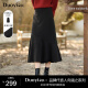 朵以（Duoyi）【向涵之同款】2023冬季新款优雅气质鱼尾裙包臀长裙遮胯显瘦女 黑色 M