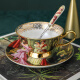 杯语 下午茶茶杯杯子英式咖啡杯碟套装欧式小复古家用精致茶具茶杯 金色贵夫人单杯碟带勺子
