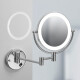 格威特（GWT）折叠带灯LED化妆镜浴室伸缩美容镜卫生间壁挂墙双面放大卫浴镜子 银色灯镜充电款 +免钉胶