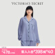 维多利亚的秘密（Victoria's Secret）水光绸舒适抗静电凉感丝滑长袖长裤睡衣春夏家居服套装女士本命年 3JSD抒情蓝-提花 11221503 M