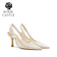 ROSE CASTLE梦幻花园 法式婚鞋女主婚纱新娘鞋浮雕蕾丝高跟鞋一字带凉鞋 白色（8.5）R6760 礼盒版 37