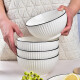 肃匠餐具家用套装碗盘简约米饭碗盘套装纯白釉下彩陶瓷碗微波炉用 6英寸碗(山田) 4头