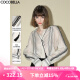 COCOBELLA预售新中式蕾丝拼接印花条纹衬衫女通勤立领衬衣SR0015 条纹 S