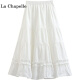 拉夏贝尔（La Chapelle）新款白色半裙A字裙中长款半身裙女蓬蓬裙可爱显百褶伞裙蛋糕裙潮 白色半身裙 M