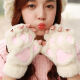卓妍丝冬季卡通猫爪带绳保暖手套男女韩版可爱女生露指 白色，猫爪