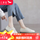 红蜻蜓休闲鞋女小白鞋女鞋士软底运动鞋女韩版鞋子女 WXB140781 米色 39