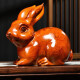 仙纵 花梨实木雕刻兔子摆件十二生肖木头兔家居客厅装饰品开业送礼 花梨木单只 整木精雕长8CM