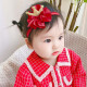 宝宝发带女婴儿公主0-1-3岁头饰护囟门头花0-6-12个月蝴蝶结 大红皇冠约38-48厘米头围