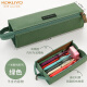 国誉（KOKUYO）大容量对开式笔袋女PC22可展开便携式帆布男笔盒简约方形铅笔盒 一米新纯笔袋/绿色