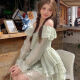瑟空（SEKONG）2024夏新款女设计感连衣裙少女蝴蝶结蓬蓬裙短裙甜美风蛋糕裙TCL 浅绿色 XL