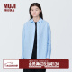 无印良品（MUJI） 女式 麻水洗衬衫领长袖衬衫女士衬衣外套夏季款上衣BC2JIA4S 浅蓝色条纹 M 160/84A