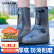 慕亚（MUYA）雨鞋套透明防水套加厚男女通用下雨天儿童便携式雨鞋滑防雨靴脚套 中筒茶色雨鞋-XXXL（42-43）