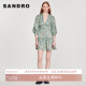 SANDRO女装法式绿色翻领印花灯笼袖百褶连衣裙SFPRO02601 绿色 34