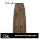 MO&Co.2023冬新品顺纡绉雪纺虎纹高腰透感半身裙MBC4SKT014附衬裙 豹纹色 L/170