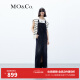 MO&Co.黑色开叉棉质牛仔小众设计感连衣裙背带裙女裙子 牛仔黑色 L/170