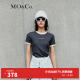 MO&Co.撞边圆领字母组合标语印花修身短袖T恤美式上衣上装 钢灰色 M/165