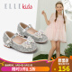 ELLE KIDS童鞋春秋公主鞋女童皮鞋高跟水钻鞋小女孩水晶鞋 EFD31219 银色