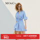 MO&Co.Acler设计师联名系列捏褶条纹衬衫连衣裙设计感 蓝白条色 M/165
