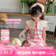 左西女童连衣裙2023夏季儿童甜美娃娃领条纹短袖裙子 粉色 130 