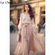 拉夏贝尔（La Chapelle）女装初秋新款时尚套装裙女气质显瘦衬衫半身裙洋气减龄两件套 粉红色 XL