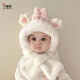 贝娜茜婴儿帽子儿童帽子围巾一体冬季加厚保暖男孩毛绒帽护耳帽男童冬天 小兔兔-白色 6个月-4岁（44-51.5CM）