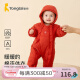 童泰秋冬5-24个月婴幼儿儿童宝宝家居保暖带帽闭裆连体衣棉衣 红色 90cm