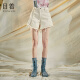 日着（rizhuo）原创设计女裤2024夏季新款小众别致白色牛仔裤显瘦小个子短裤 幕白 S
