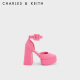 CHARLES&KEITH复古腕带粗高跟鞋女士单鞋女士生日礼物CK1-60361454 粉红色Pink 37