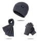 7PM帽子围巾手套三件套男潮羊毛针织帽子女冬生日送礼围巾手加厚保暖 深灰色三件套