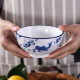 昭乐 碗年年有鱼青花瓷中式家用餐具高脚大汤碗饭碗套餐圆碗釉中彩 蓝鱼5英寸米饭碗（6个）