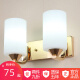 施科普（SHIKEPU）壁灯现代简约LED床头卧室创意美式客厅过道灯酒店灯具 6001-2金色+三色灯泡