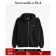 ABERCROMBIE & FITCH男装 24春夏新款百搭时尚Logo 款全拉链帽衫 KI122-4251 黑色 XS