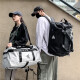 途客 韩版大容量旅行包男潮酷背包防泼水可斜跨三用双肩包女休闲风出差行李袋 黑色