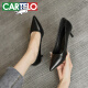 卡帝乐鳄鱼 CARTELO 舒适职业百搭黑细高跟鞋女士 KCC-357-8 黑色5cm 38 