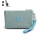袋鼠（KANGAROO）新款 女士手拿包休闲尼龙布零钱包多层便携手机包 水蓝色