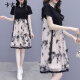 卡吉蘭娜短袖连衣裙女夏季女装韩版遮肚显瘦气质小个子拼接网纱刺绣裙子 图片色 XL（125-135斤）