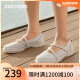 斯凯奇（Skechers）女鞋单鞋轻质夏季透气蕾丝网布经典玛丽珍式绑带鞋子女100366 自然色/NAT 38