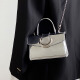 芙玖兔高级感月亮锁扣包女2024新款银色方形漆皮包手提包链条单肩斜挎包
