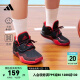 adidas DEEP THREAT魔术贴中帮篮球鞋男小童儿童阿迪达斯官方 黑/红 33(200mm)