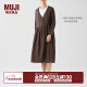 无印良品（MUJI）女式 汉麻 套头连衣裙 女装长袖裙子春秋BG96CC3A 棕色 M （155/80A）