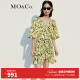 MO&Co.Acler设计师联名系列泡泡袖碎花连衣裙气质小众设计感显瘦裙子 黑底混合印花 S/160