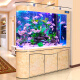 欧宝 鱼缸玻璃生态水族箱子弹头家用客厅屏风金鱼缸大型可定制 弧门款 侧滤 1.5米长