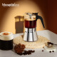 Mongdio摩卡壶双阀 不锈钢家用煮摩卡咖啡壶意式浓缩咖啡机