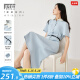对白法式高级感连衣裙女2024夏季新款气质收腰显瘦通勤风衬衫裙子 冰水蓝  (预售5月22日发货） XL