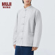 无印良品（MUJI） 男式 高密度平织 盘扣衬衫 男士长袖衬衣外套  纯棉全棉 浅蓝色 L 175/100A