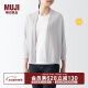 无印良品（MUJI）女式 防紫外线性能 强捻 短款开衫 女外套夏季款防晒衣纯棉全棉 浅银灰色 L 165/88A