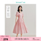 茵曼（INMAN）莱赛尔连衣裙2024夏季女装新款蝴蝶结绑带镂空方领纯色长裙 粉色 M